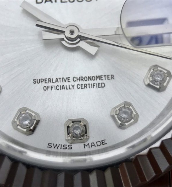 Replica Rolex DateJust 28mm Fluted Bezel White Dial Diamonds Markers Bracelet A2236
