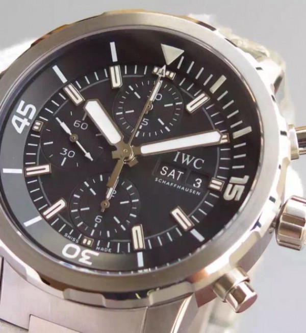 Replica IWC V6 Aquatimer Chrono IW376803 Black Dial SS Bracelet A7750