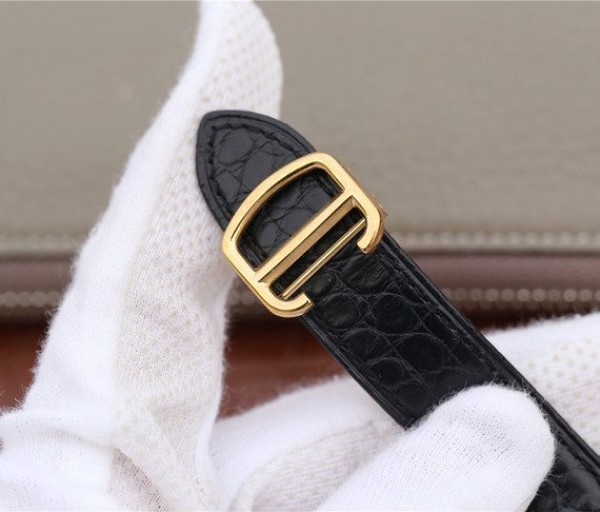 Replica Cartier Ronde De Cartier YG White Dial Diamonds Bezel Croco Strap A2892