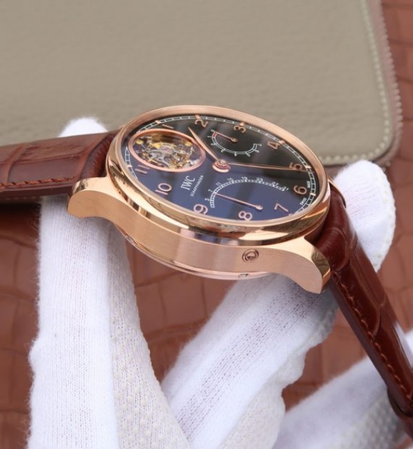 Replica IWC AZ Portuguese Tourbillon IW5046 RG Black Dial