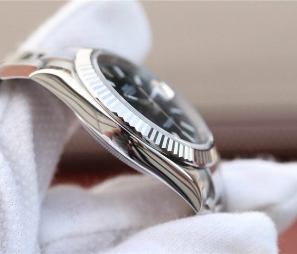 Replica Rolex DateJust 41mm 126334 Noob Fluted Bezel Black Dial Stick Markers Bracelet A3235