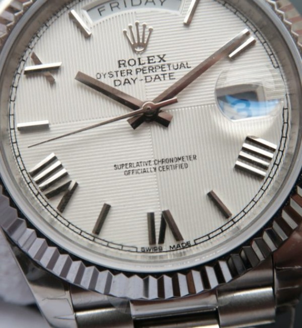 Replica Rolex Day-Date 40mm 228239 Noob Quadrant Textured White Dial Bracelet A3255