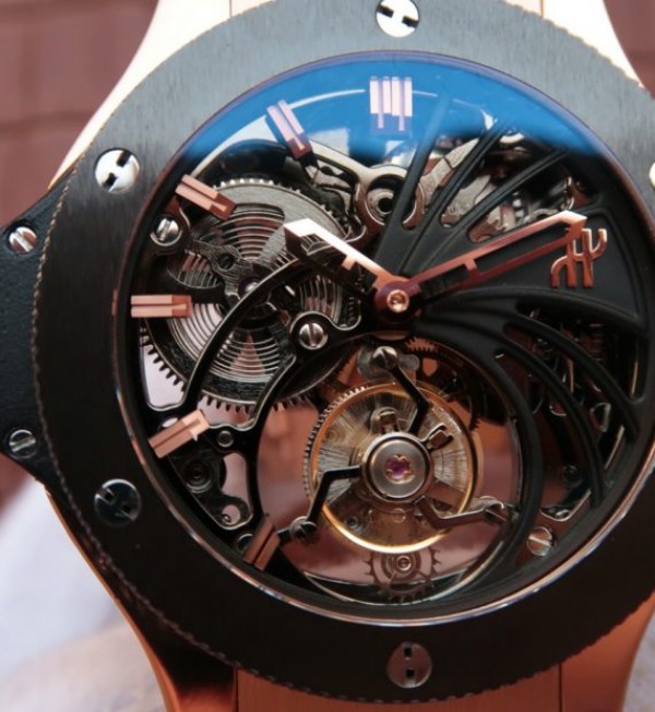 Replica Hublot Big Bang Ceramic Bezel Skeleton Tourbillon RG