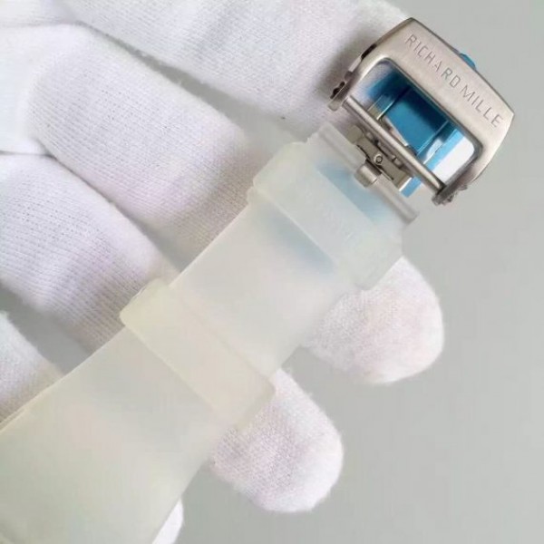 Replica Richard Mille RM011 Transparent Case White Bezel Skeleton Dial White Rubber Strap A7750
