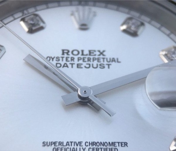 Replica Rolex DateJust 41mm 126334 Fluted Bezel White Dial Diamonds Markers SS Bracelet A3235