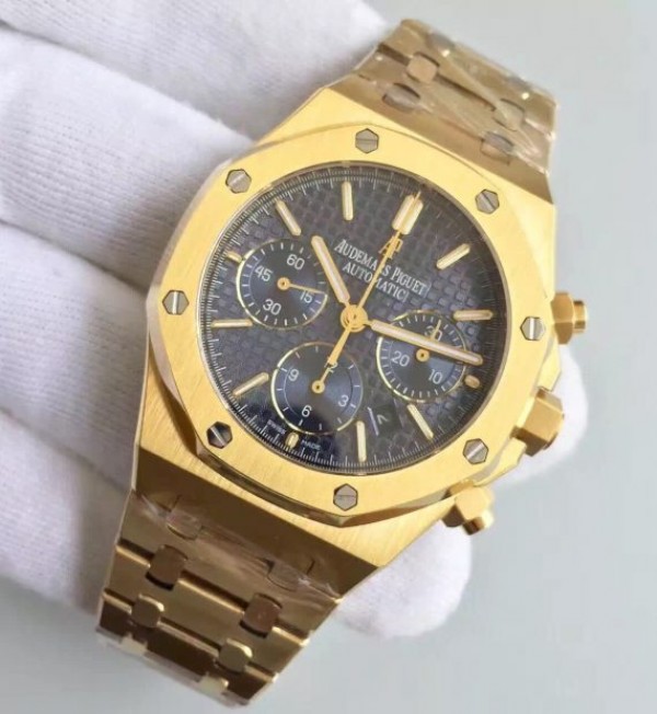 Replica Audemars Piguet Royal Oak Chronograph 26320 YG Blue Dial YG Bracelet A7750