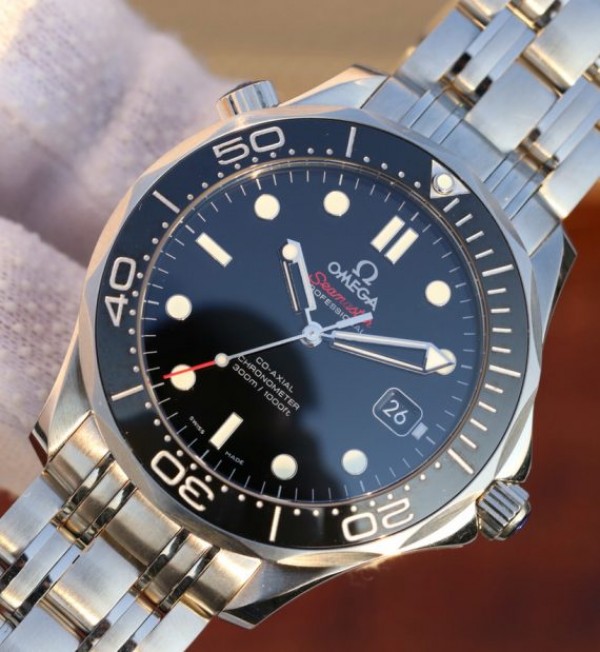Replica Omega OMF Seamaster 300M Chronometer SS Black SS Bracelet A2824