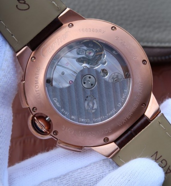 Replica Cartier Ballon Bleu De Cartier Chrono RG Black Dial A8101