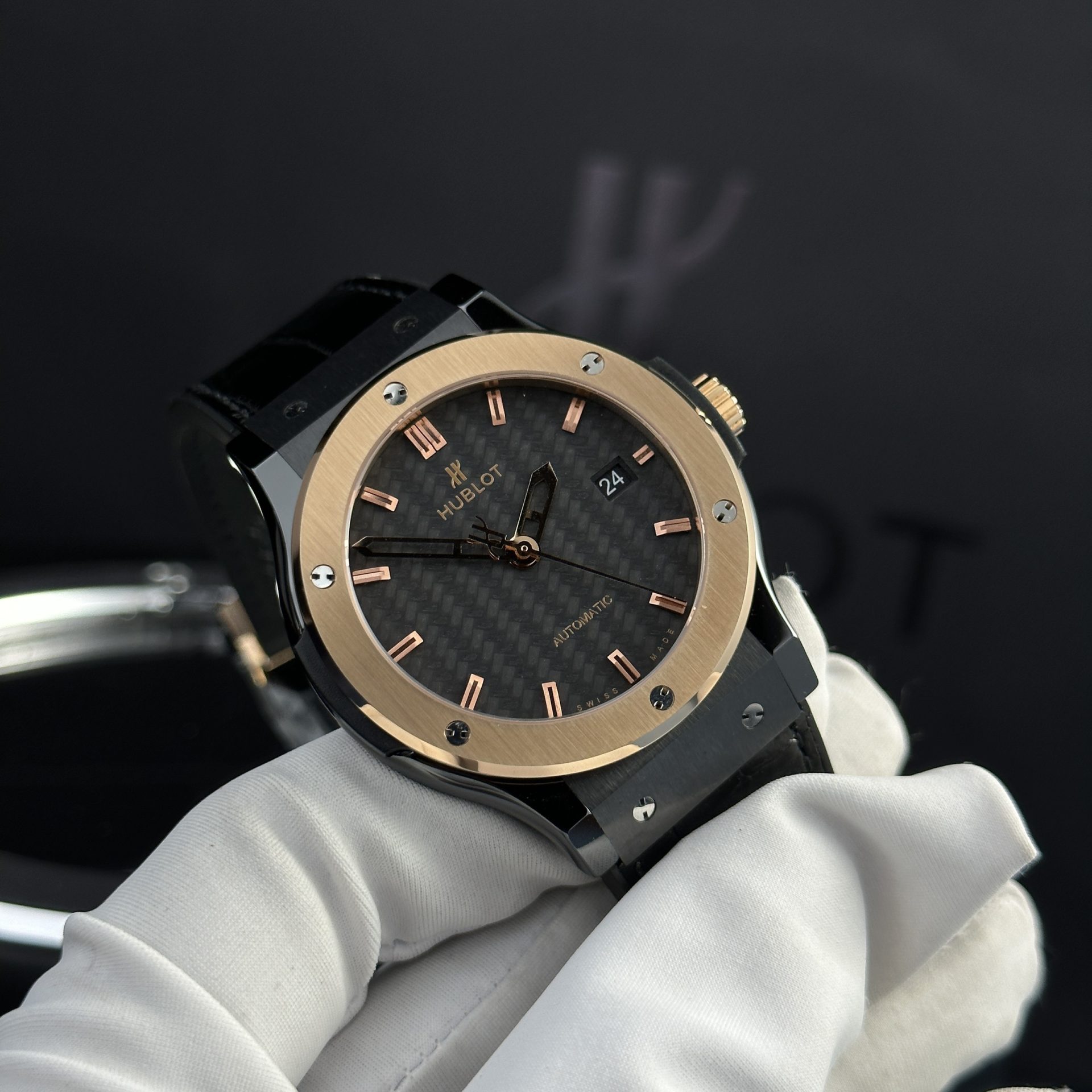 Hublot Best Replica Watches Classic Fusion Ceramic Demi Gold Dial Carbon 42mm