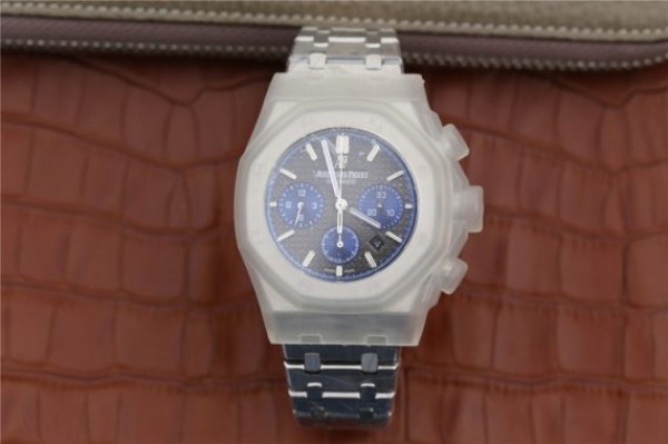 Replica Audemars Piguet Royal Oak Chronograph SS JHF Gray/Blue Dial SS Bracelet A7750