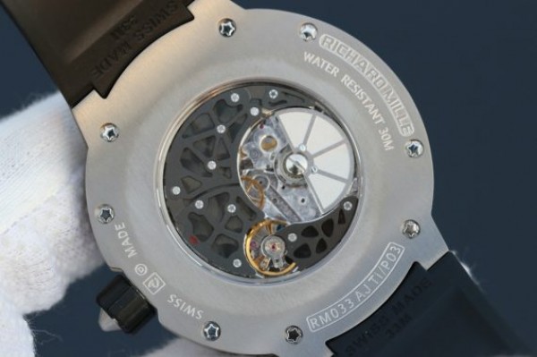 Replica Richard Mille RM033 Titanium SF Arabic Markers Dial Black Rubber Strap Micro-Rotor Movement