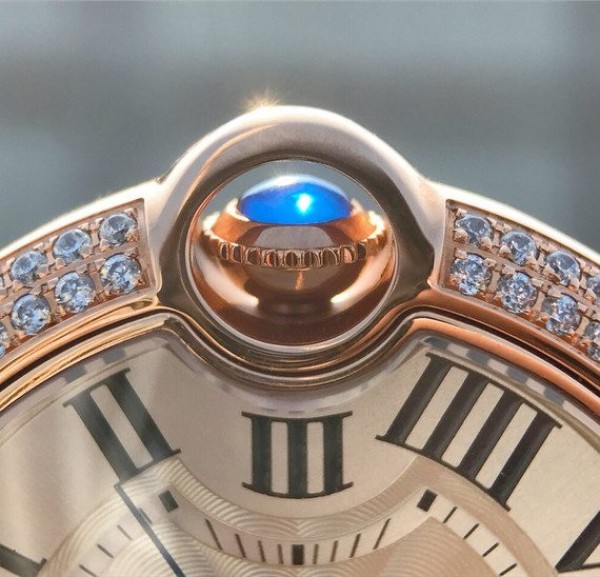 Replica Cartier Ballon Bleu 36mm RG White Textured Dial Diamond Bezel