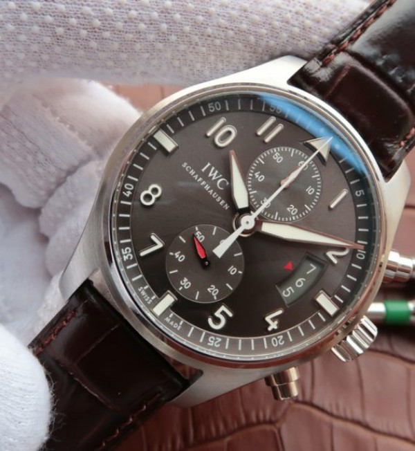 Replica IWC ZF Pilot Chrono SS IW387802 Leather Strap A7750