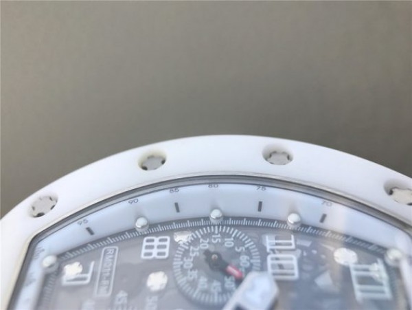 Replica Richard Mille RM011 White Ceramic Felipe Massa White Inner Bezel White Rubber Strap A7750