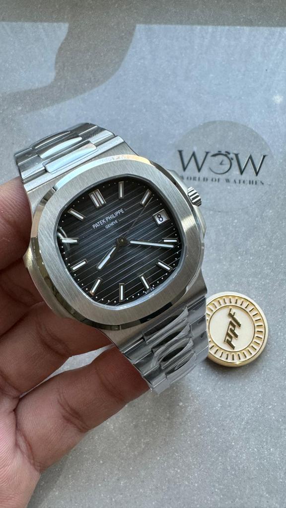 Replica PATEK PHILIPPE Nautilus 5811/1G PPF 1:1 Best Edition Grey Textured Dial on SS Bracelet Asian Cal.26-330CS