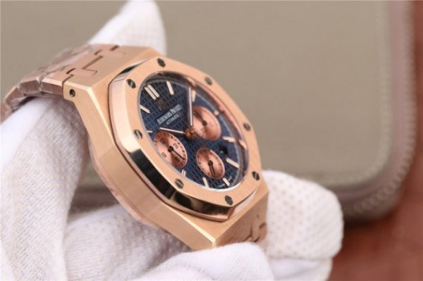 Replica Audemars Piguet Royal Oak Chronograph RG JHF Blue/RG Dial RG Bracelet A7750
