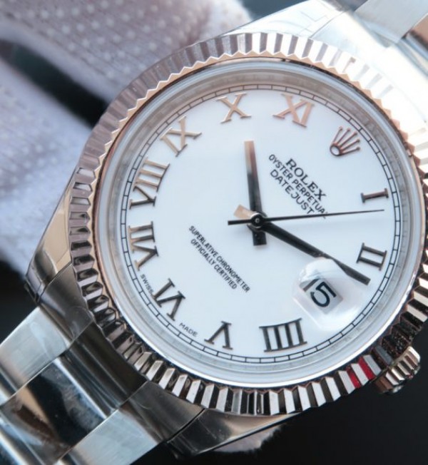 Replica Rolex DateJust II SS Fluted Bezel White Dial Roman Numerals SS Bracelet A3136