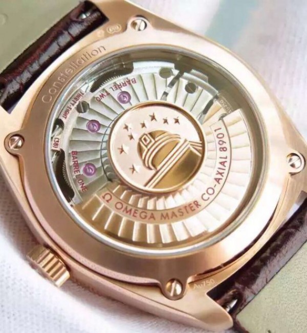 Replica Omega Globemaster Master RG Case White Dial Brown Leather Strap A8901