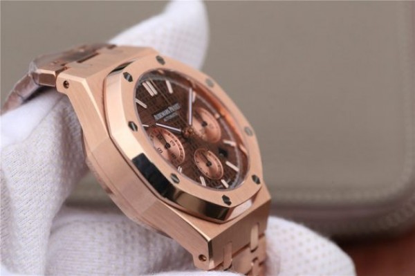 Replica Audemars Piguet Royal Oak Chronograph RG JHF Brown/RG Dial RG Bracelet A7750