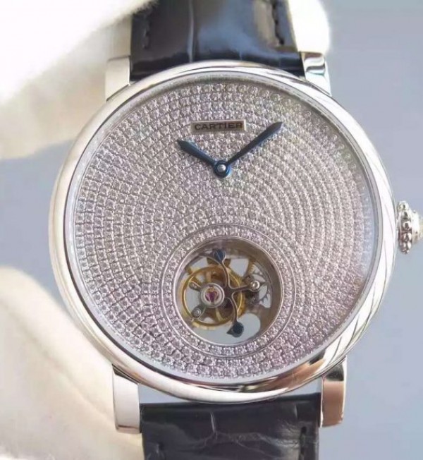 Replica Cartier Rotonde De Cartier Tourbillon SS Diamonds Dial