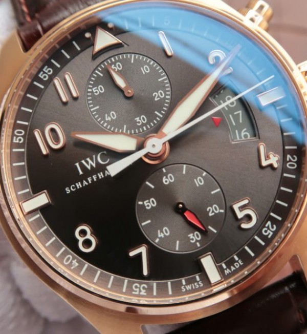 Replica IWC ZF Pilot Chrono RG IW387803 Leather Strap A7750