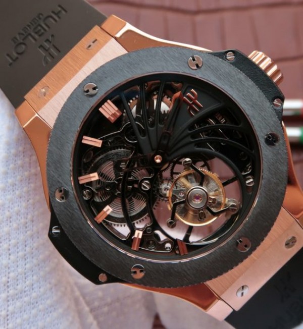 Replica Hublot Big Bang Ceramic Bezel Skeleton Tourbillon RG