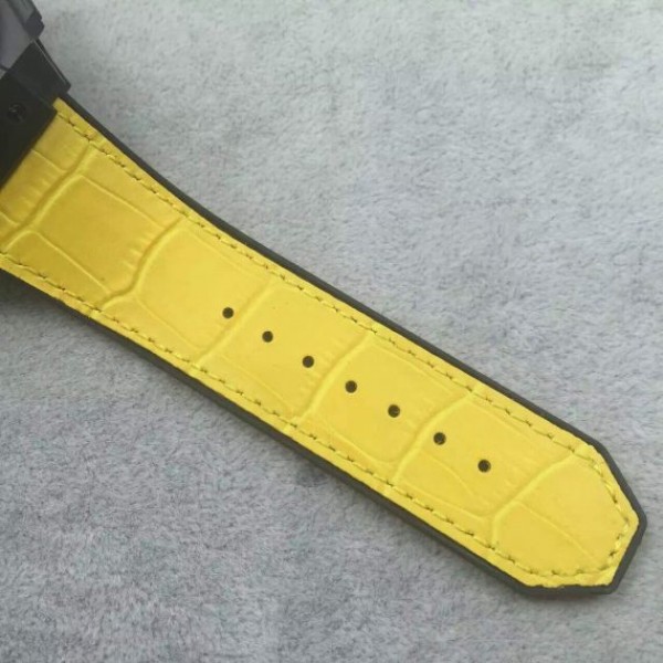 Replica Hublot Big Bang King Power 48mm PVD Black Dial Yellow Hands Gummy Strap A7750