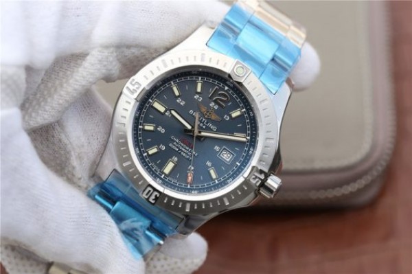 Replica Breitling Colt Automatic 44mm SS GF Blue Textured Dial SS Bracelet A2824