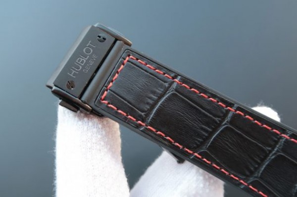 Replica Hublot Classic Fusion Tourbillon 45mm TF Red Bezel Skeleton Dial Black Gummy Strap A23J