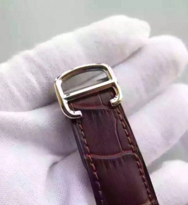 Replica Cartier Ballon Bleu Skeleton Tourbillon White Dial Brown Leather Strap