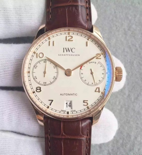 Replica IWC ZF Portuguese IW500701 RG White Dial Leather Strap A52010