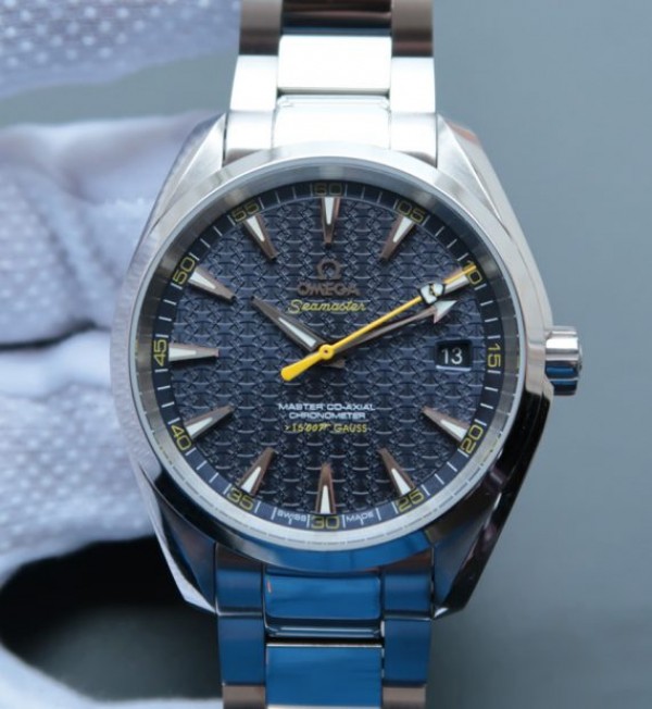 Replica Omega XF Seamaster James Bond Bumble Bee Blue Textured Dial SS Bracelet A8507