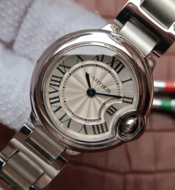 Replica Cartier Ballon Bleu Ladies 28mm SS White Dial SS Bracelet Ronda Quartz