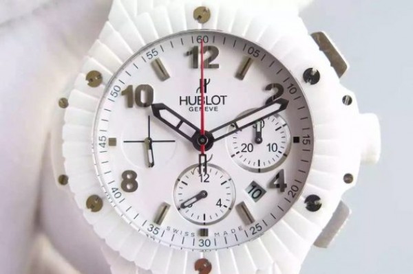 Replica Hublot Big Bang Caviar Chrono 44mm White Ceramic White Dial Rubber Strap A7750