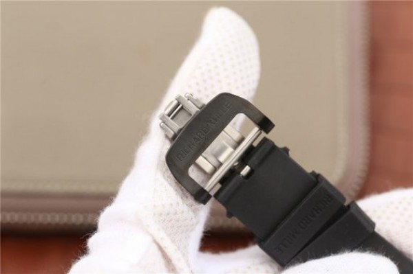 Replica Richard Mille RM011 NTPT Carbon Case Chronograph KVF Skeleton Dial White Inner Bezel Black Rubber Strap A7750