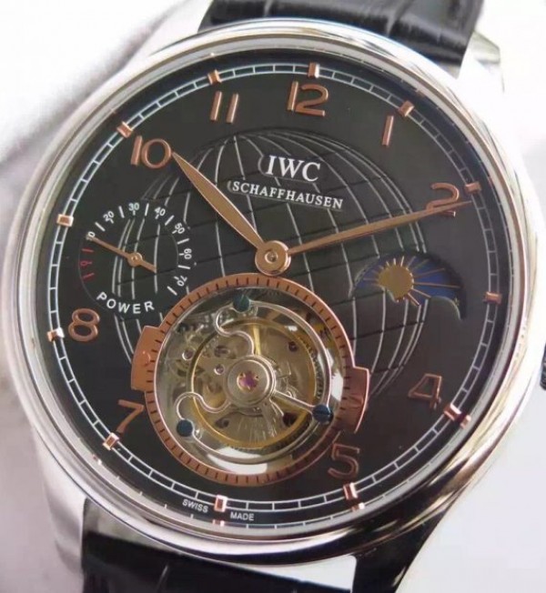 Replica IWC TF Portuguese Tourbillon Moonphase Leather Strap