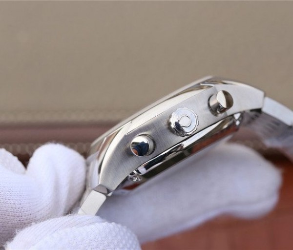 Replica Omega OMF De Ville Chronograph 42mm White Dial SS Bracelet A9300