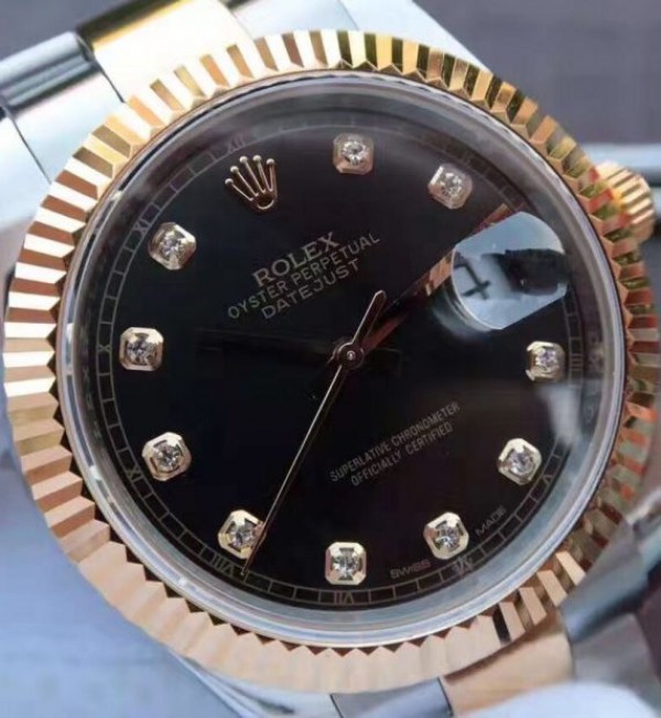 Replica Rolex Noob DateJust 126333 YG Wrapped Black Dial
