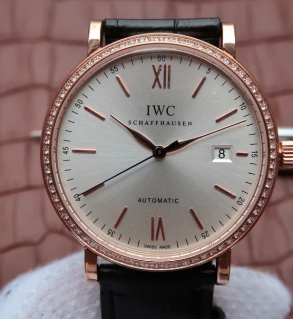 Replica IWC MK Portofino IW356515 RG Silver Dial Diamonds Bezel
