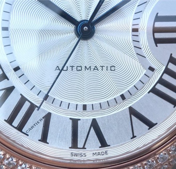 Replica Cartier Ballon Bleu 36mm RG White Textured Dial Diamond Bezel