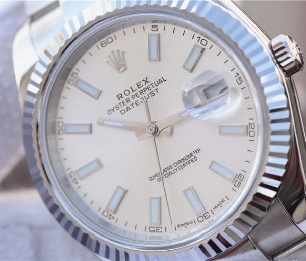 Replica Rolex DateJust 41mm 126334 Noob Fluted Bezel Silver Dial Stick Markers Bracelet A3235
