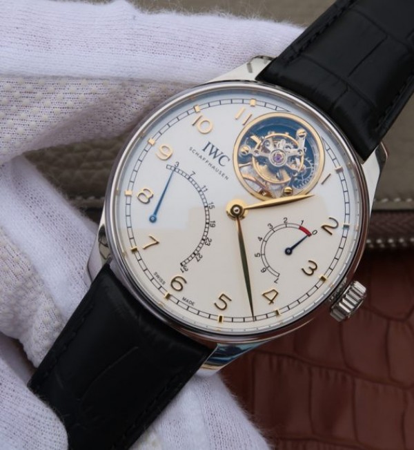 Replica IWC AZ Portuguese Tourbillon IW5046 White Dial YG Markers