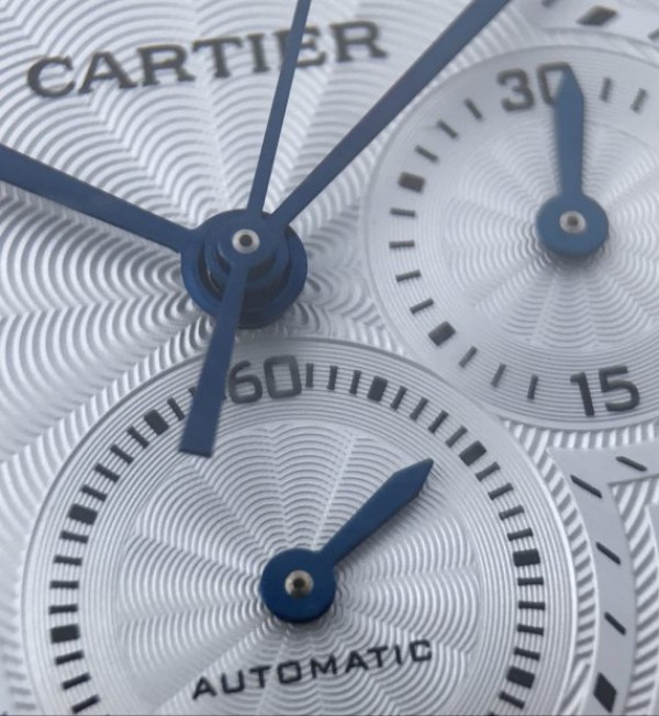Replica Cartier Ballon Bleu De Cartier Chrono 47mm YG White Dial Leather Strap A8101
