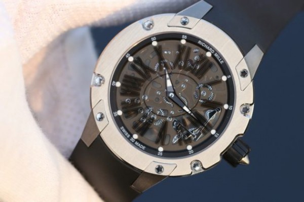 Replica Richard Mille RM033 Titanium SF Roman Markers Dial Black Rubber Strap Micro-Rotor Movement