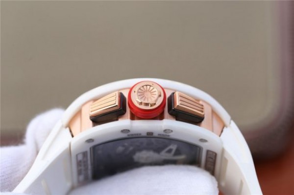 Replica Richard Mille RM011 RG White Ceramic Felipe Massa Black Inner Bezel White Rubber Strap A7750