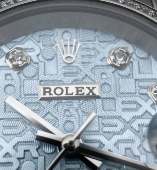 Replica Rolex DateJust 31mm Diamonds Bezel/Markers Blue Textured Dial A2235