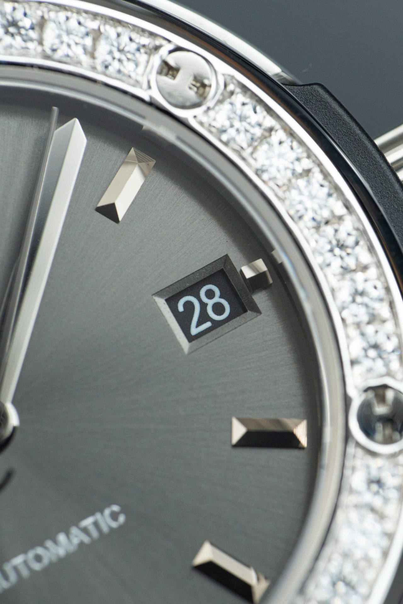 Hublot Classic Fusion Dial Gray Replica Watch Bezel Diamonds Moissanite 38mm