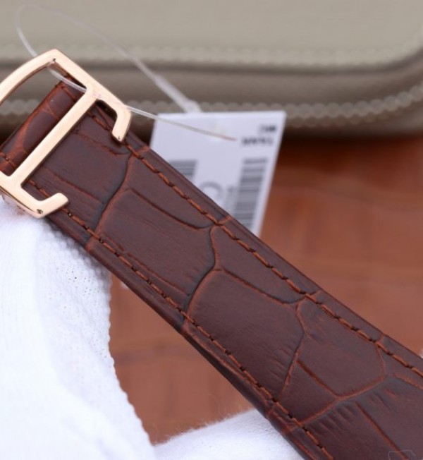 Replica Cartier Tank MC RG White Textured Dial Brown Leather Strap