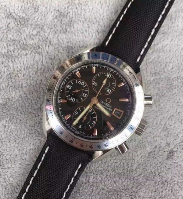 Replica Omega Speedmaster 3210 Black Dial Black Nylon Strap A7750