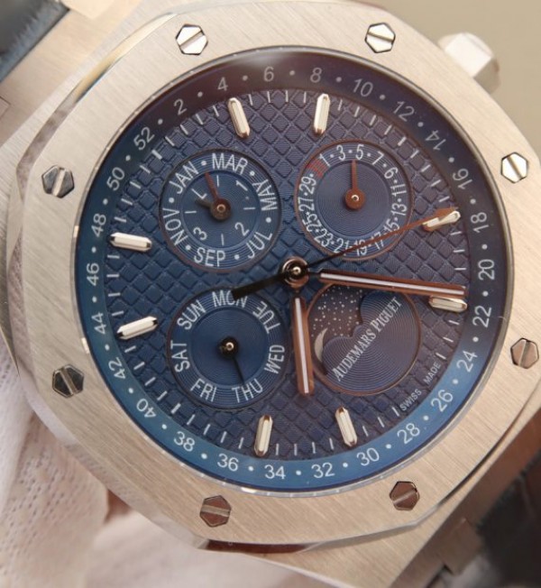 Replica Audemars Piguet JF Royal Oak 41mm 26574 SS Blue Dial Leather Strap A5134